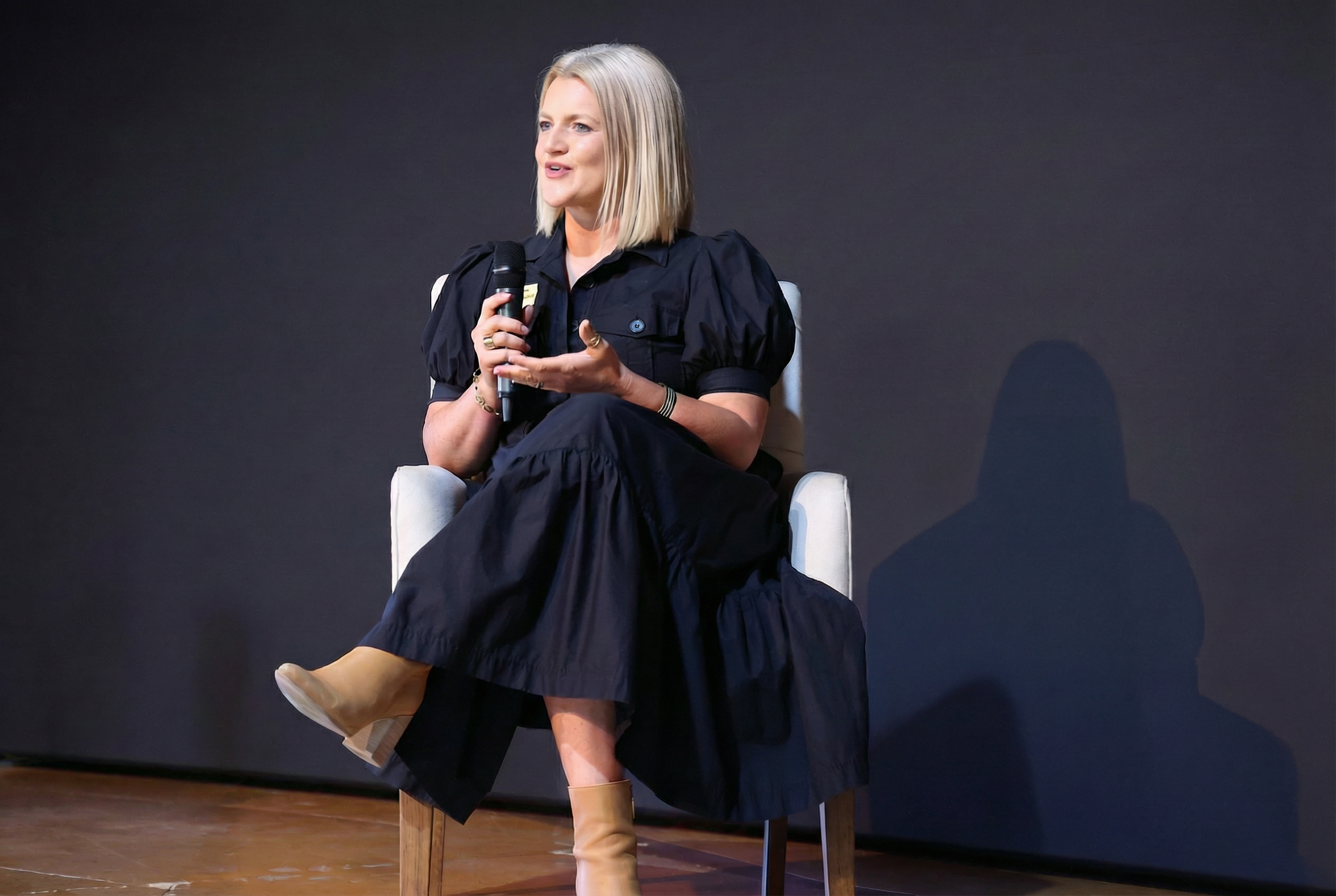 Kristen Enright speaking at a leadership event